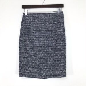 NWT - $89 J. Crew Factory Women's Navy Tweed Pencil Zip Skirt - Lined - Sz 6